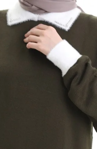 Triko Boncuk Detaylı Tunik 3002-09 Haki