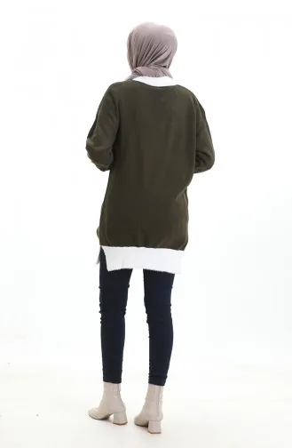 Triko Boncuk Detaylı Tunik 3002-09 Haki