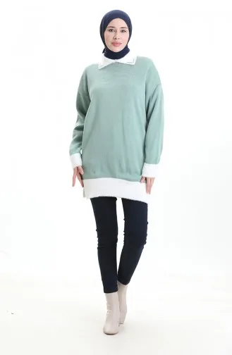 Knitted Beaded Detailed Tunic 3002-11 Almond Green 3002-11