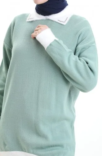 Knitted Beaded Detailed Tunic 3002-11 Almond Green 3002-11