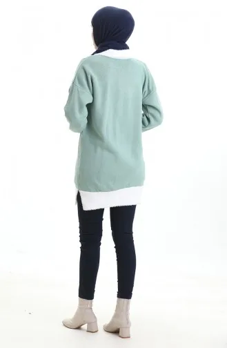 Knitted Beaded Detailed Tunic 3002-11 Almond Green 3002-11