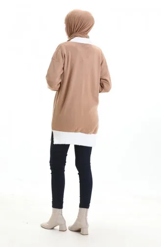 تونيك محبوك مزين بالخرز 3002-12 بلون القهوة الحليبية 3002-12