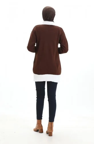 تونيك محبوك ومزين بالخرز 3002-13 بني 3002-13