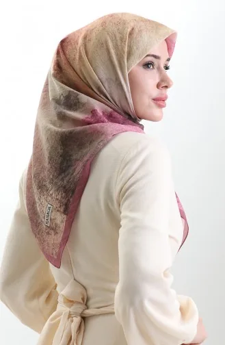 Karaca Patterned Natural Fiber Scarf 82018-01 Dusty Rose Brown 82018-01