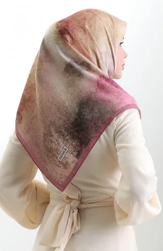 Karaca Patterned Natural Fiber Scarf 82018-01 Dusty Rose Brown 82018-01