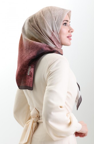 Karaca Patterned Natural Fiber Scarf 82018-02 Bitter Brown 82018-02