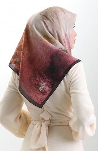 Karaca Patterned Natural Fiber Scarf 82018-02 Bitter Brown 82018-02