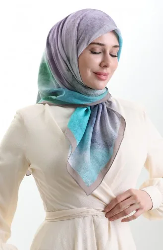 Karaca Patroon Sjaal Van Natuurlijke Vezels 82018-03 Minkblauw 82018-03