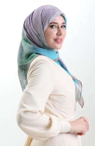 Karaca Patroon Sjaal Van Natuurlijke Vezels 82018-03 Minkblauw 82018-03