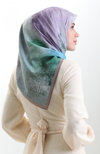 Karaca Patterned Natural Fiber Scarf 82018-03 Mink Blue 82018-03