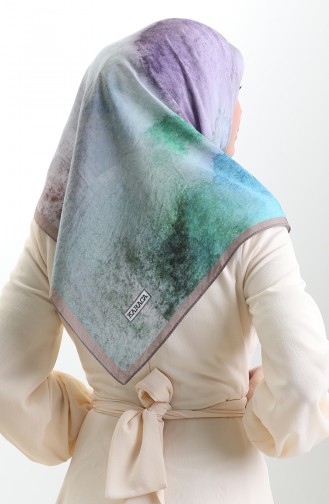 Karaca Patterned Natural Fiber Scarf 82018-03 Mink Blue 82018-03