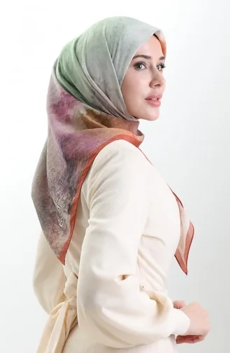 Écharpe En Fibres Naturelles à Motifs Karaca 82018-04 Vert Tan 82018-04