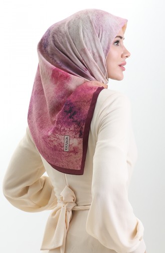 Karaca Patterned Natural Fiber Scarf 82018-05 Fuchsia Plum 82018-05