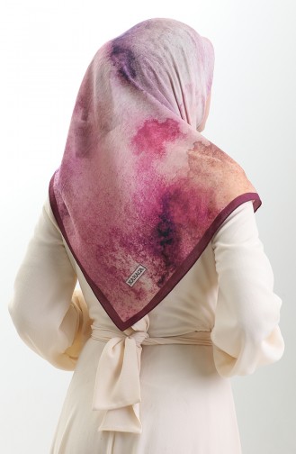 Karaca Patterned Natural Fiber Scarf 82018-05 Fuchsia Plum 82018-05