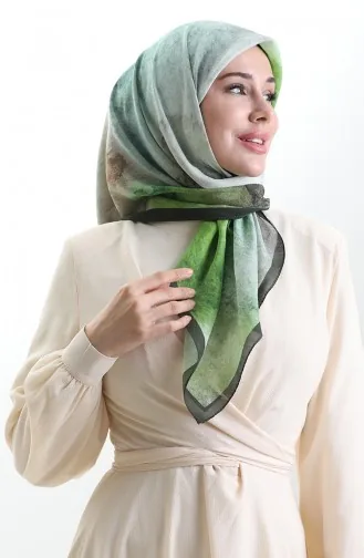 Karaca Patterned Natural Fiber Scarf 82018-06 Emerald Green Pistachio Green 82018-06