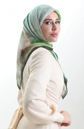 Karaca Patterned Natural Fiber Scarf 82018-06 Emerald Green Pistachio Green 82018-06