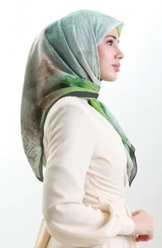 Karaca Patterned Natural Fiber Scarf 82018-06 Emerald Green Pistachio Green 82018-06