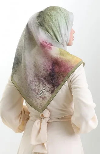 Karaca Patroon Sjaal Van Natuurlijke Vezels 82018-07 Oliegroen Pruim 82018-07