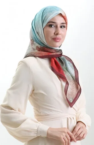 Karaca Patroon Sjaal Van Natuurlijke Vezels 82018-08 Claret Red Turquoise 82018-08