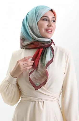 Karaca Patroon Sjaal Van Natuurlijke Vezels 82018-08 Claret Red Turquoise 82018-08