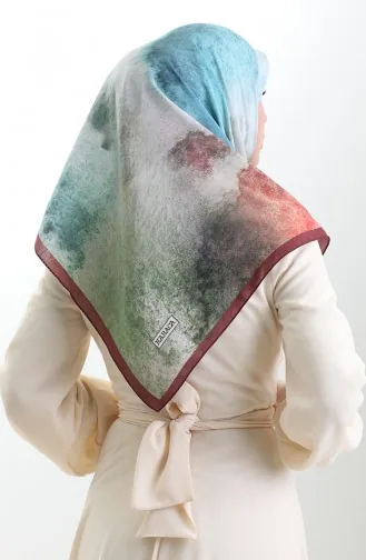 Karaca Patroon Sjaal Van Natuurlijke Vezels 82018-08 Claret Red Turquoise 82018-08