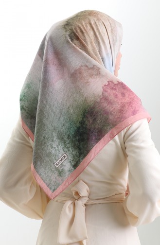 Karaca Patterned Natural Fiber Scarf 82018-09 Pink Khaki 82018-09