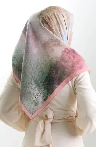 Karaca Patroon Sjaal Van Natuurlijke Vezels 82018-09 Roze Kaki 82018-09