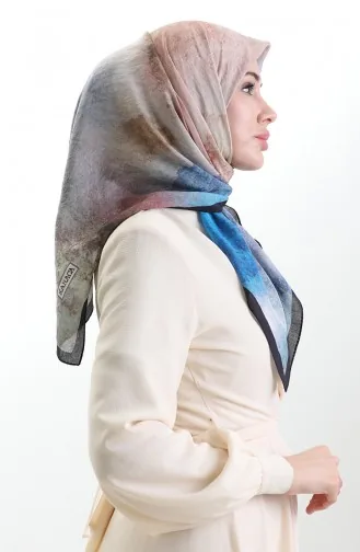 Karaca Gemusterter Naturfaserschal 82018-11 Marineblau Indigo 82018-11