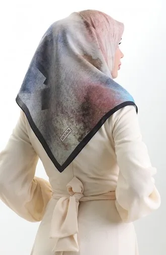 Karaca Gemusterter Naturfaserschal 82018-11 Marineblau Indigo 82018-11