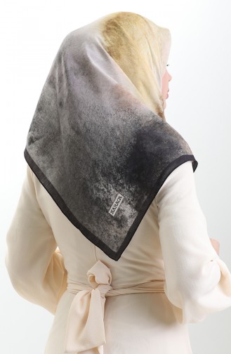 Karaca Patterned Natural Fiber Scarf 82018-12 Black Mustard 82018-12