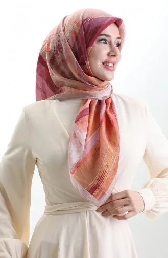 Écharpe En Fibres Naturelles à Motifs Karaca 82019-11 Poudre De Saumon 82019-11