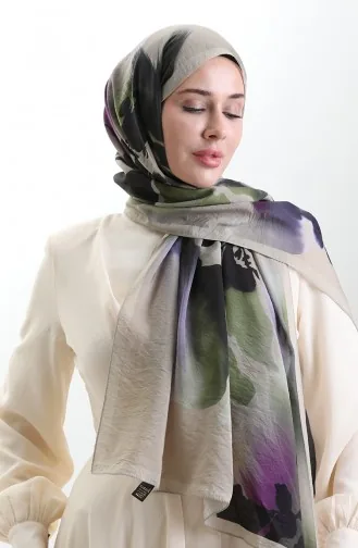 Karaca Doğal Elyaf Şal 82005-01 Bej Yeşil