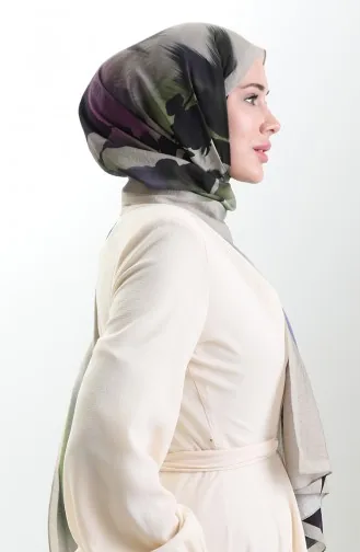 Karaca Doğal Elyaf Şal 82005-01 Bej Yeşil