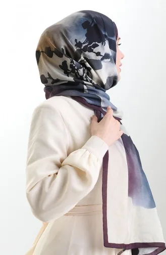 Karaca Doğal Elyaf Şal 82005-03 Mürdüm Krem