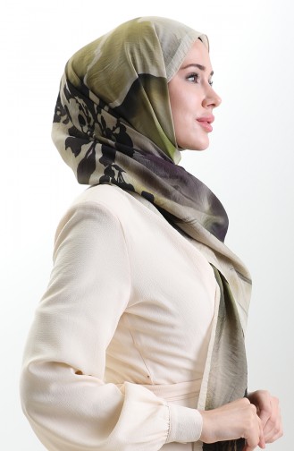 شال كاراكا من الألياف الطبيعية 82005-06 ذهبي وأخضر 82005-06