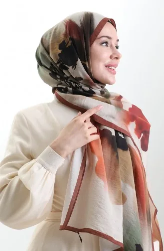 Karaca Doğal Elyaf Şal 82005-12 Kiremit Kahverengi