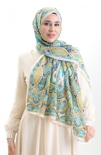 Karaca Cotton Shawl 82007-04 Salmon Mint Blue 82007-04