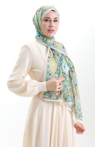 Karaca Cotton Shawl 82007-04 Salmon Mint Blue 82007-04