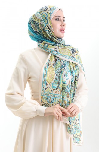 Karaca Cotton Shawl 82007-04 Salmon Mint Blue 82007-04