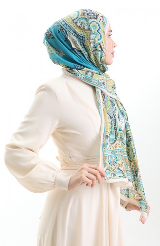 Karaca Cotton Shawl 82007-04 Salmon Mint Blue 82007-04