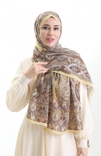 Karaca Cotton Şal 82007-07 Sarı Kahverengi