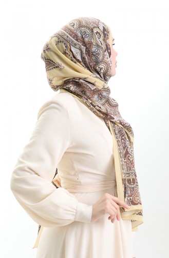 Karaca Cotton Şal 82007-07 Sarı Kahverengi
