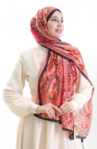 Karaca Baumwollschal 82007-08 Schwarz Orange 82007-08