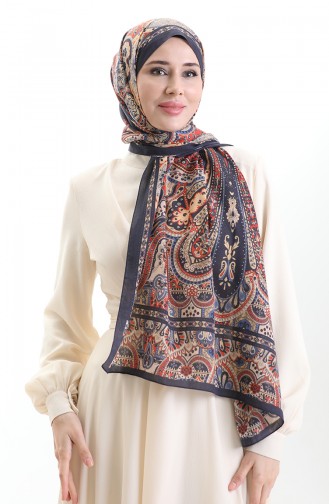 Karaca Cotton Şal 82007-09 Lacivert Krem