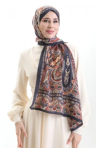 Karaca Katoenen Sjaal 82007-09 Marineblauw Crème 82007-09