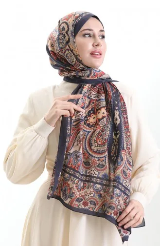 Karaca Katoenen Sjaal 82007-09 Marineblauw Crème 82007-09