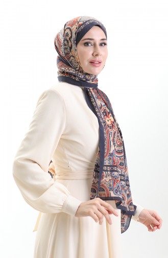 Karaca Cotton Şal 82007-09 Lacivert Krem