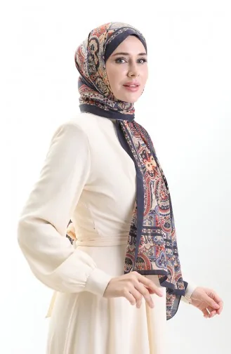 Karaca Katoenen Sjaal 82007-09 Marineblauw Crème 82007-09