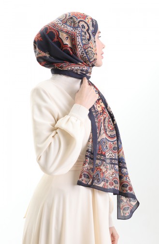 Karaca Cotton Şal 82007-09 Lacivert Krem