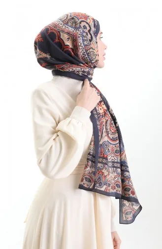 Karaca Katoenen Sjaal 82007-09 Marineblauw Crème 82007-09